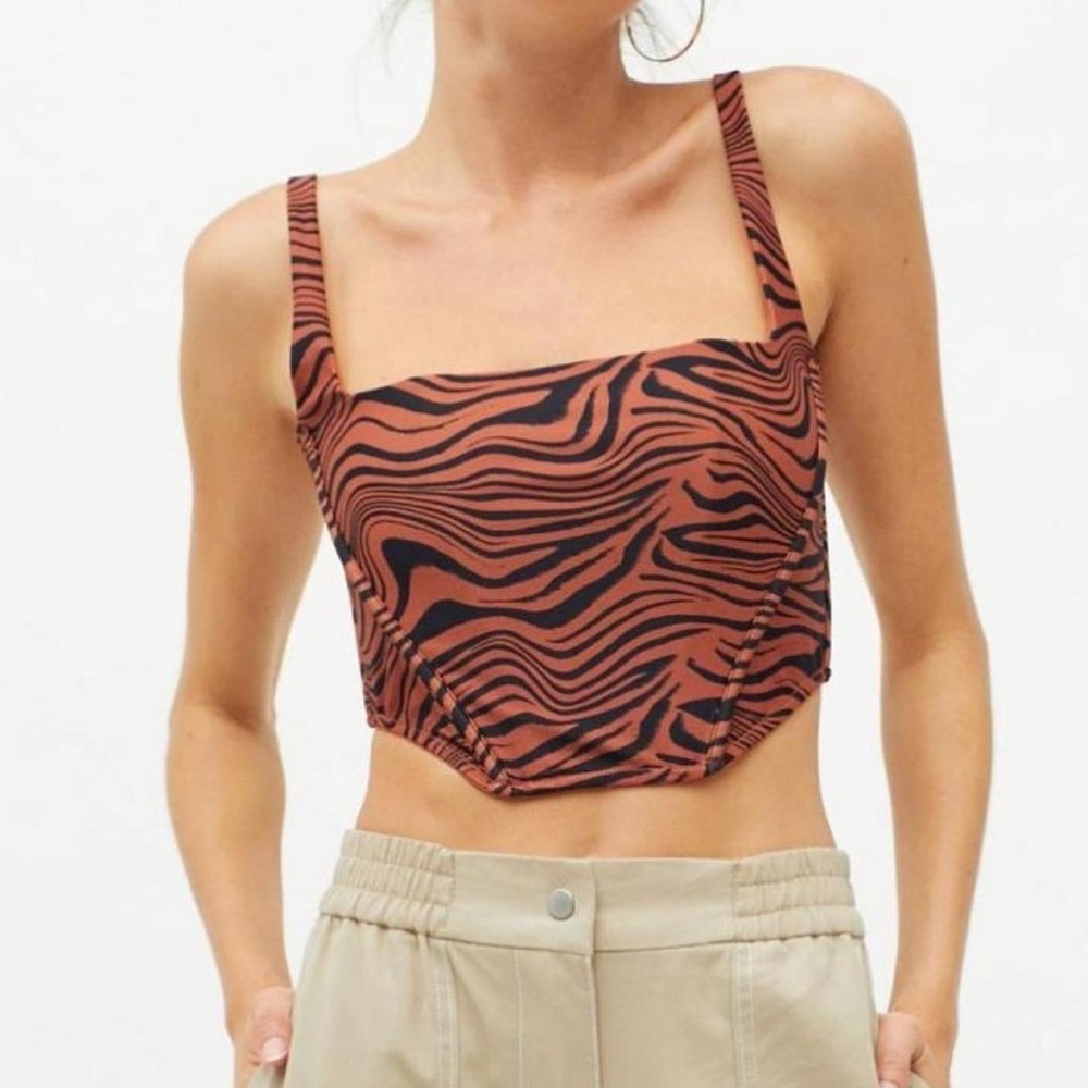 Urban Outfitters Zebra Print Crop Top - Black and Orange